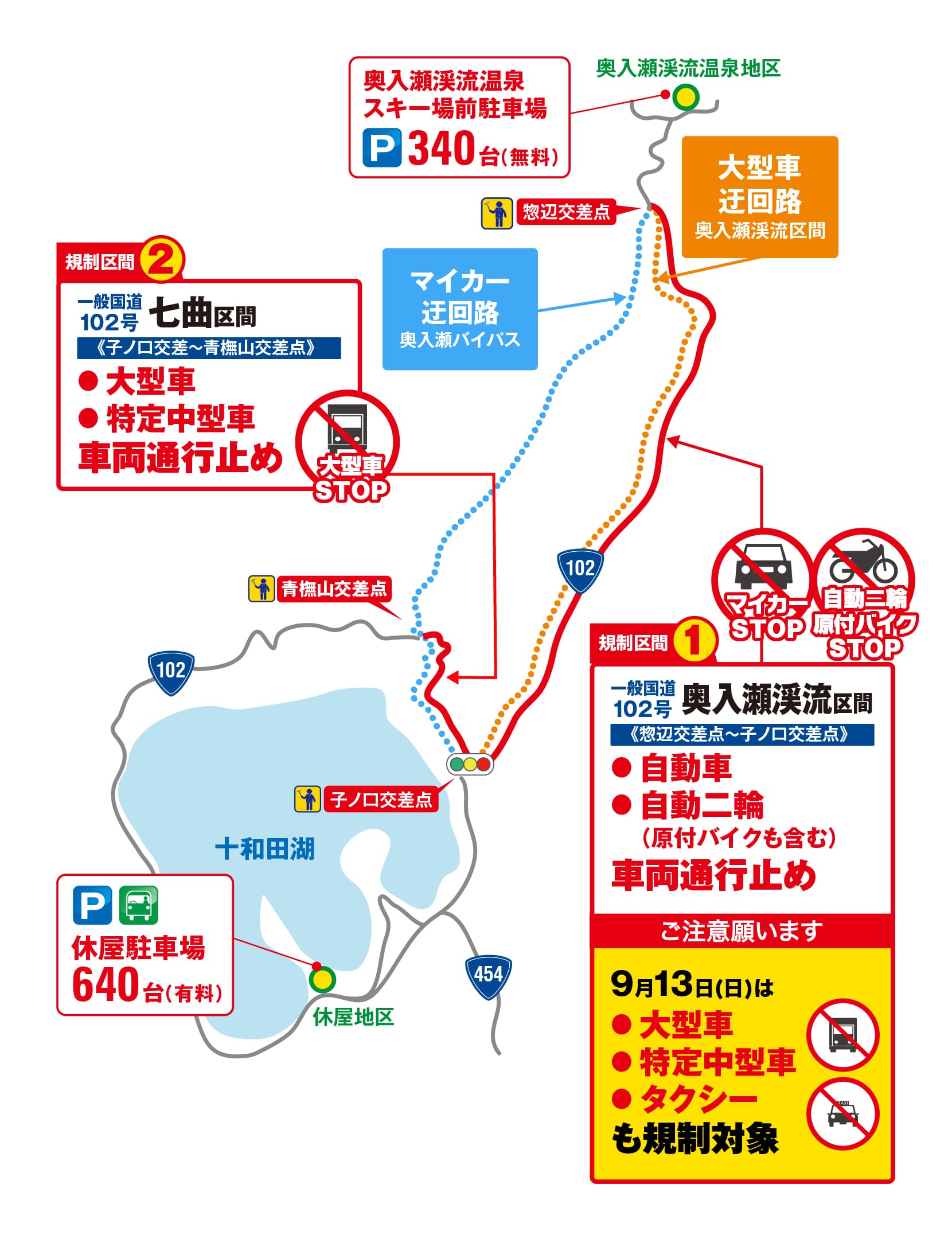 奥入瀬渓流マイカー交通規制MAP