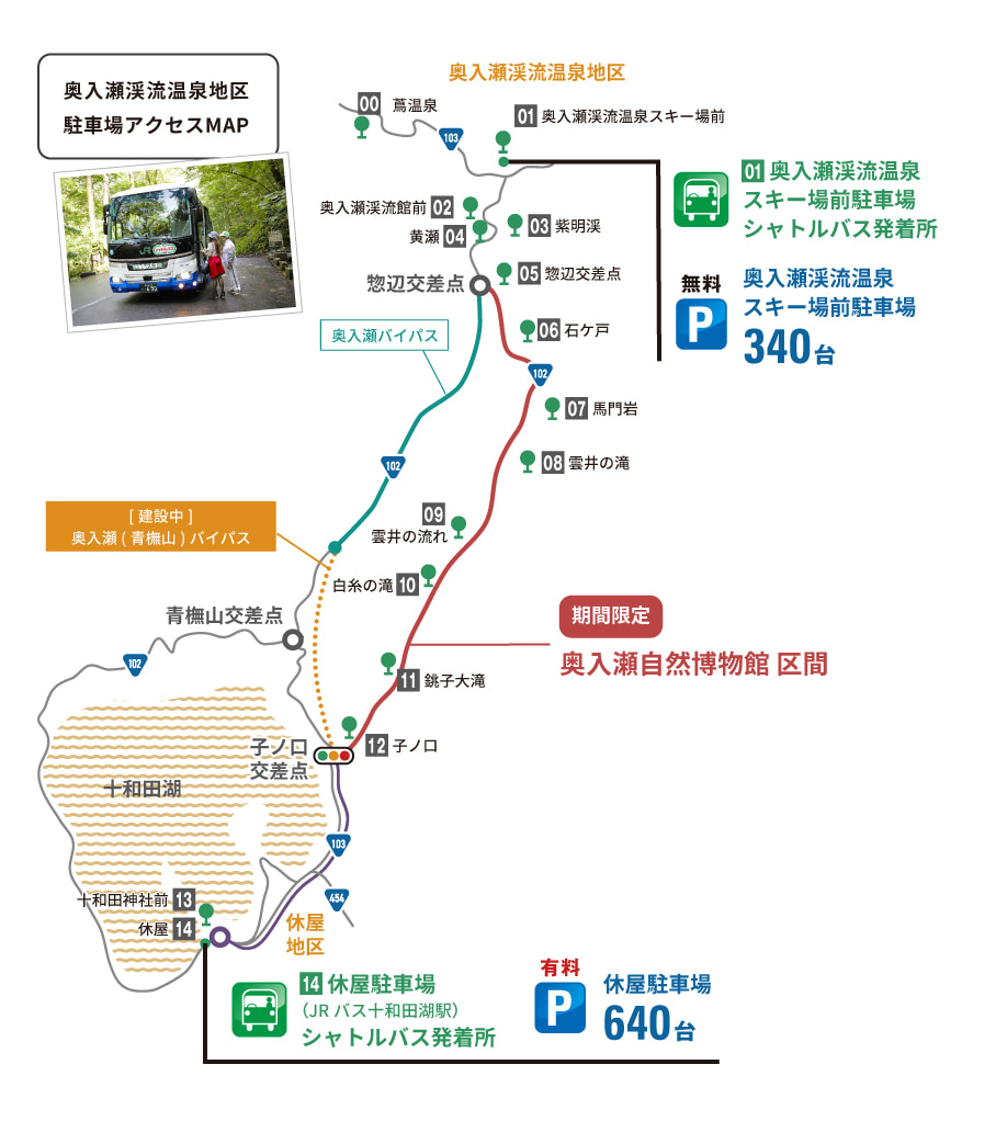 シャトルバスのバス停MAP